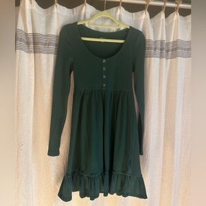 Waffle knit long sleeve mini dress